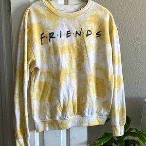 FRIENDS Yellow and White Tie Dye Sweatshirt